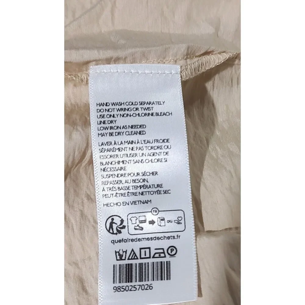 Anthropologie The Della Pleated Waist Shell Top Small Beige Coquette Summer NWT - Picture 9 of 9